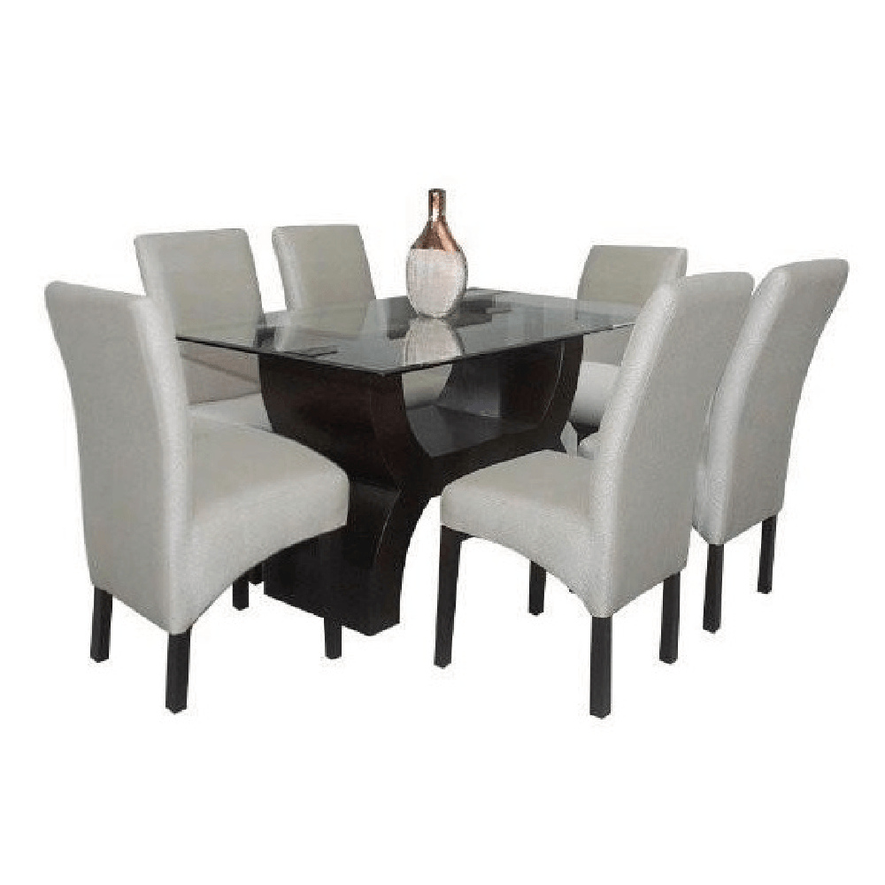 Juego De Comedor Alto Hogar Norly Gris 6 Sillas Mesa Rectangular