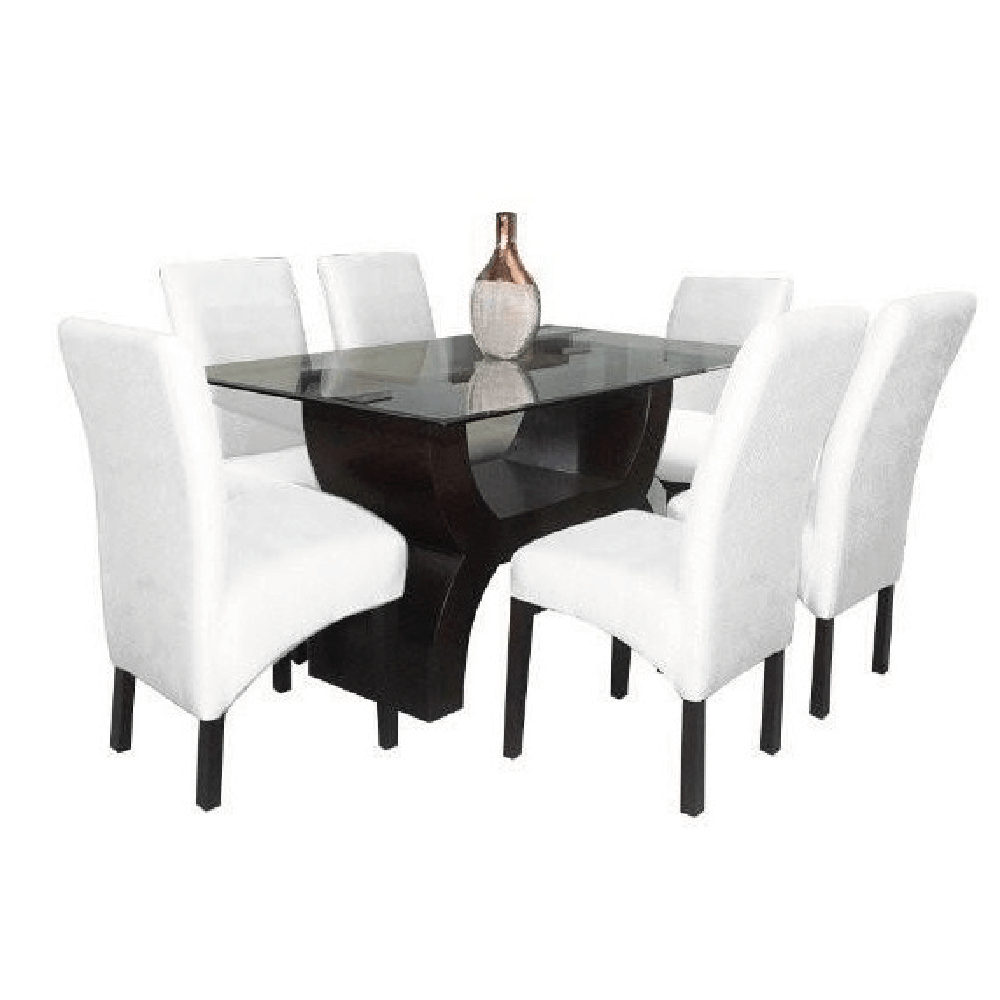 Juego de Comedor 6 Sillas Norly Blanco Madera Tornillo