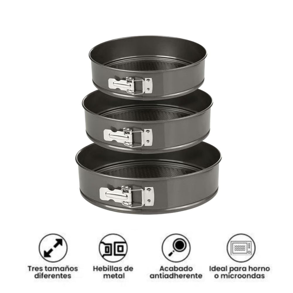 Set de 3 Moldes Redondo para Repostería Desmontable