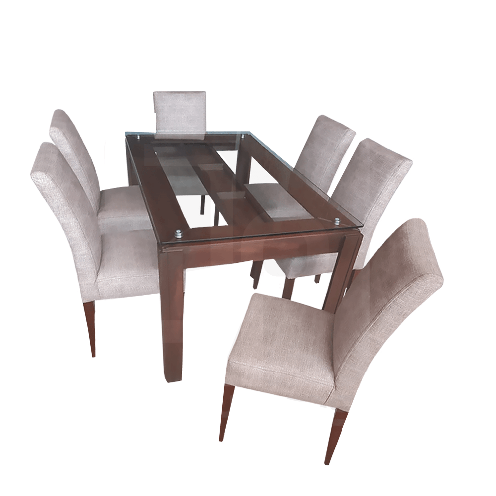 Juego de Comedor 6 Sillas Brianne Beige Madera Tornillo