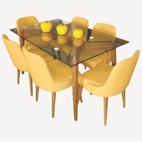 Juego de Comedor 6 Sillas Jacy Amarillo Madera Tornillo