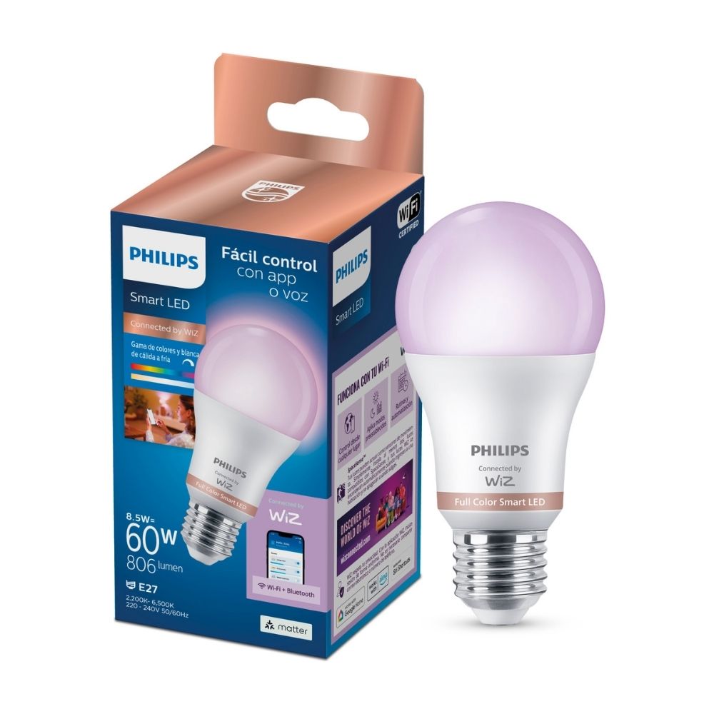 Foco LED Philips Wifi Wiz RGB E27 8W Colores 806 lm