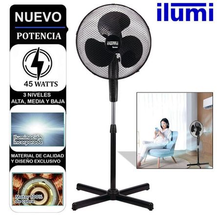 Ventilador Ilumi de Pedestal 3 Velocidades con Iluminación 45W Ventilador Ilumi de Pedestal 3 Velocidades con Iluminación 45W