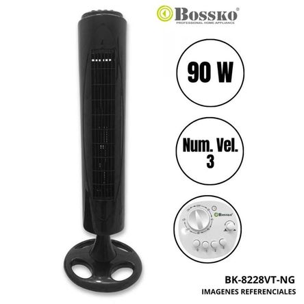 Ventilador Torre BOSSKO  90W BK-8228VT-NG Negro