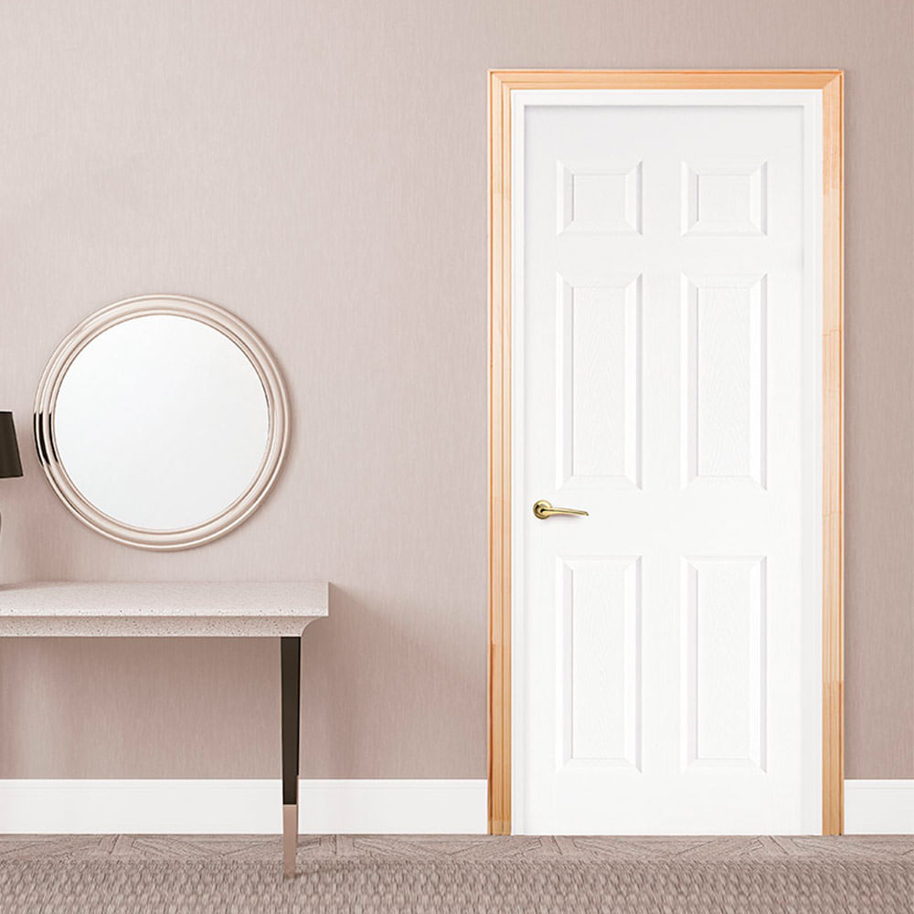 Combo puerta blanca prem Kala 40x80x2.07 + marco natural Dimfer