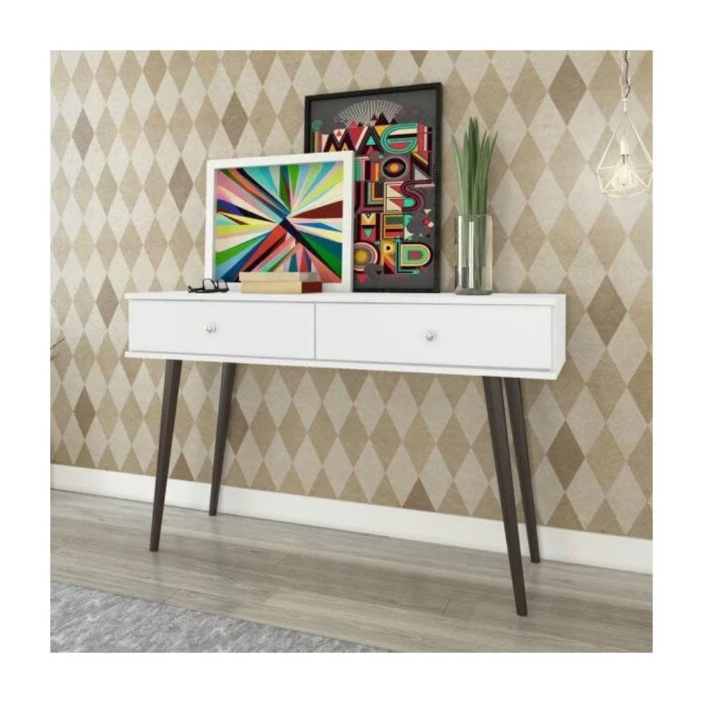 Consola Moderna Pretto 2 cajones color Blanco/Negro TU MESITA
