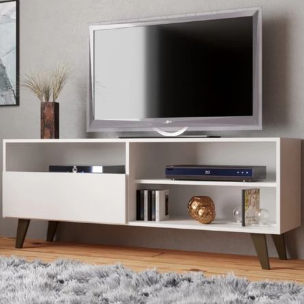 Mesa Estante para TV Carvallo color Blanco 1 puerta TU MESITA Mesa Estante para TV Carvallo color Blanco 1 puerta TU MESITA