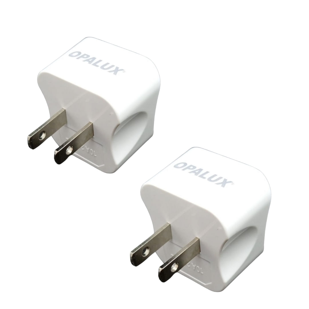 Adaptador X2 Unid Enchufe Multiple Plano Op603 A3 Opalux Blanco