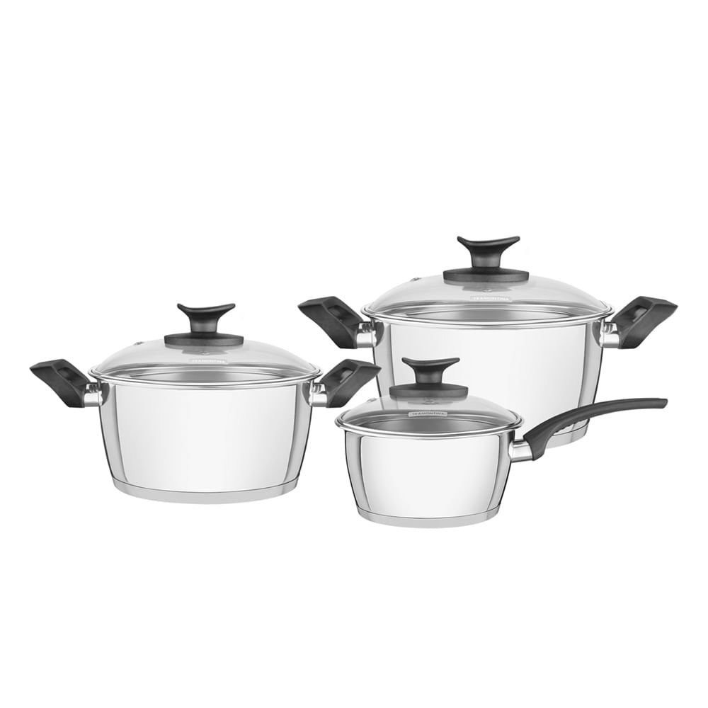Juego de Ollas Tramontina Acero Inoxidable Allegra 6Pzas T/Vidrio 65920404