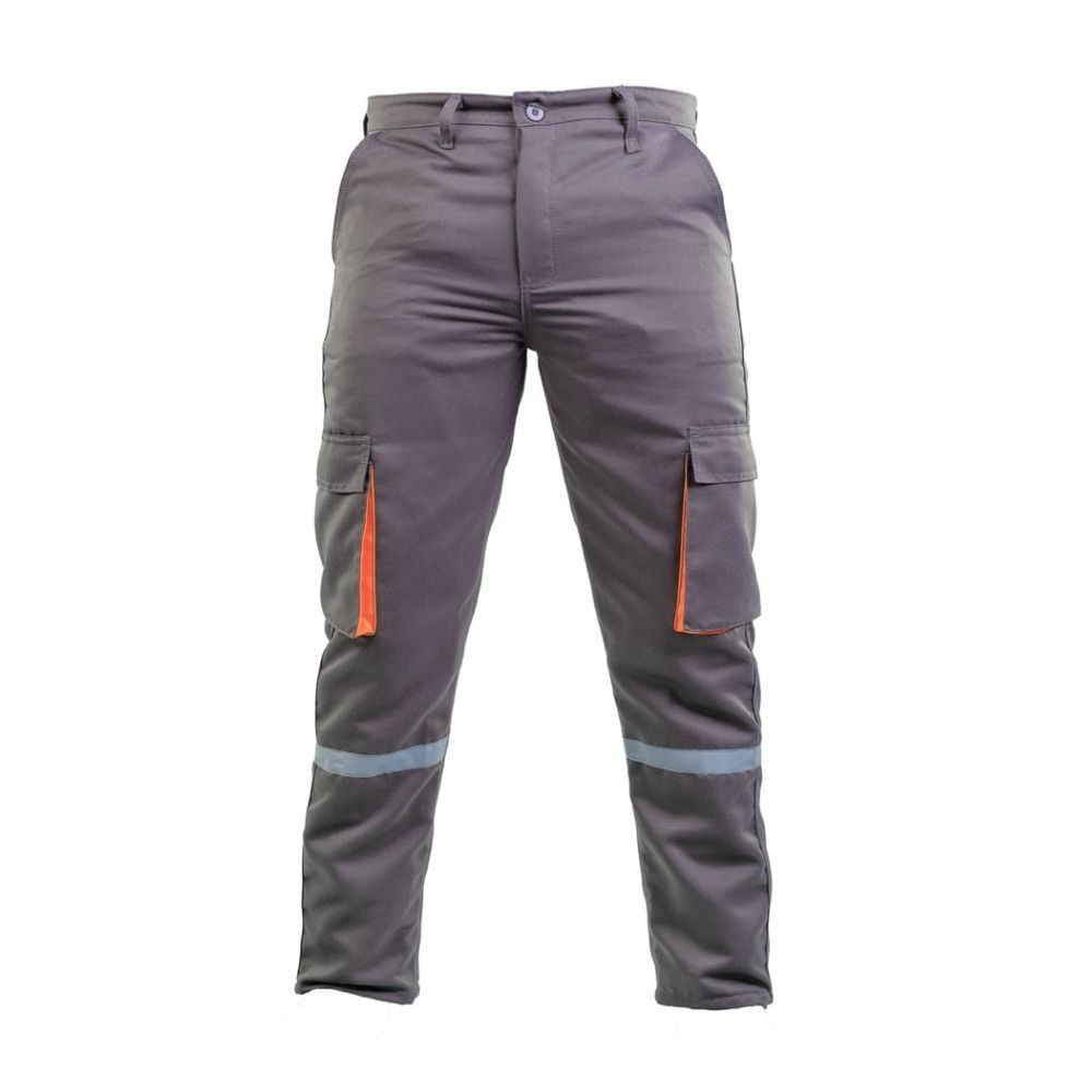 Pantalón Drill Tec Plomo Naranja Multibolsillo T-M Werken