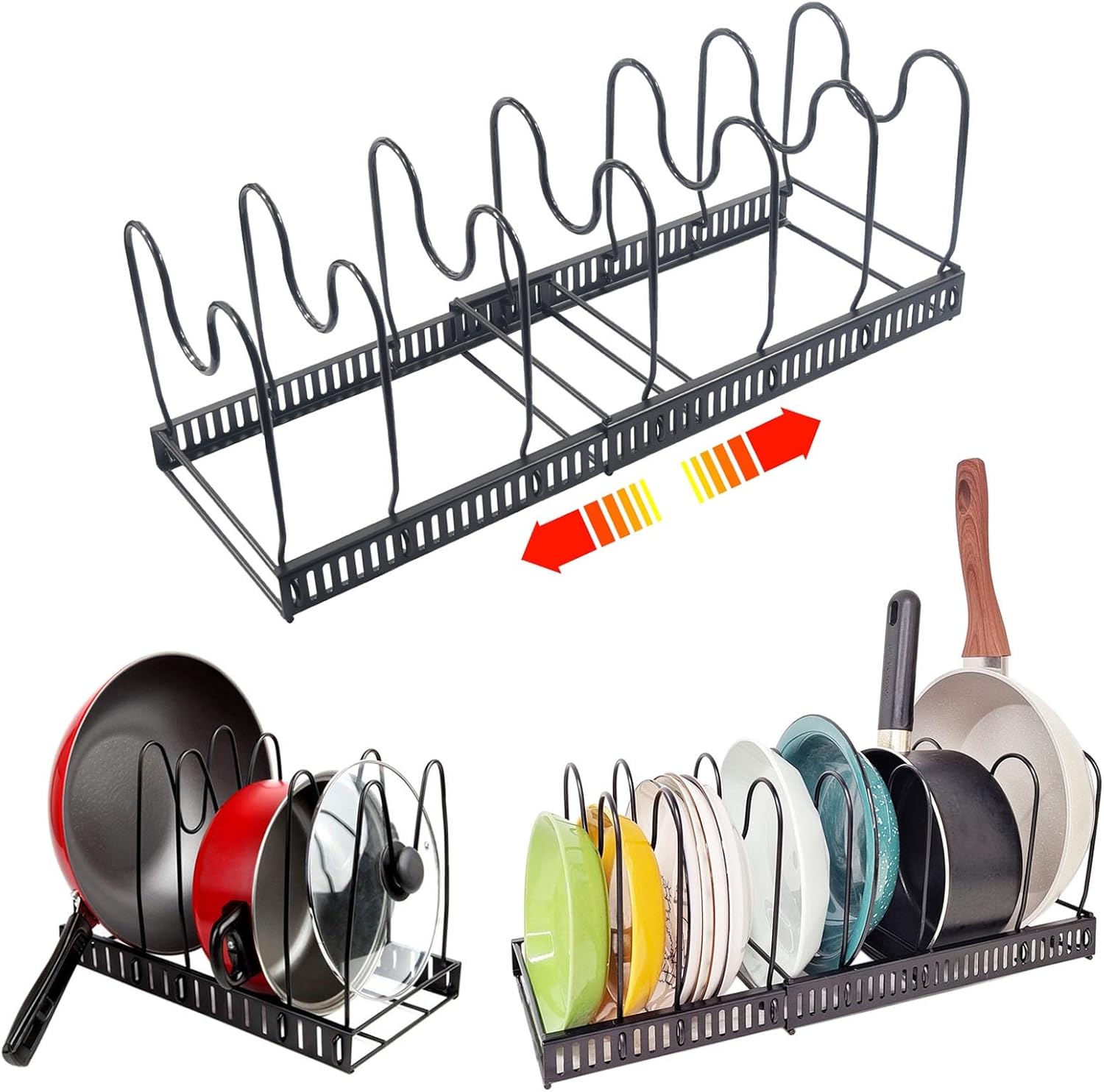 Organizador de Tapas y Sartenes Extensible Negro