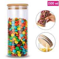 Frasco de Borosilicato Hermético con Tapa De Bambú de 1500ML  452BL01