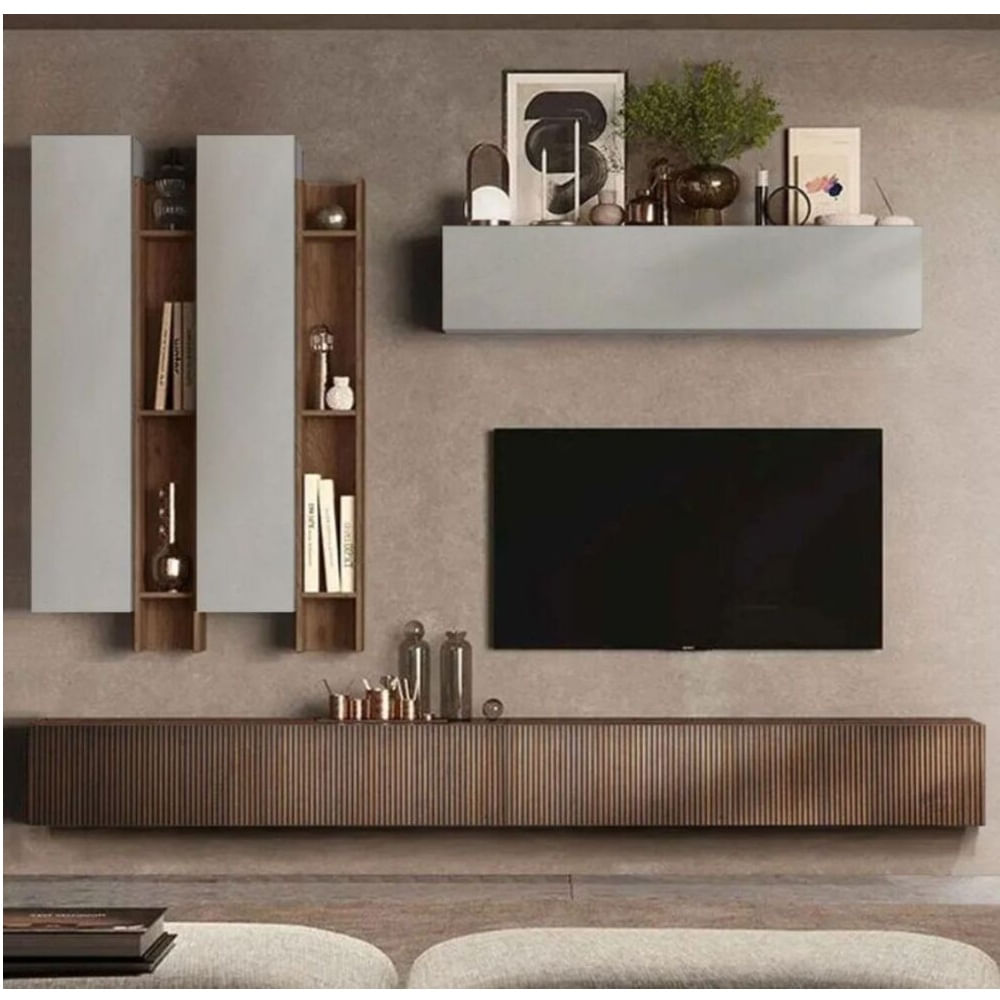 Centro de Entretenimiento Premium Bermeo con Módulos Flotantes Gris/Gales TU MESITA