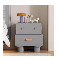 Velador Mesa de Noche Infantil Gaby color Gris 2 cajones TU MESITA