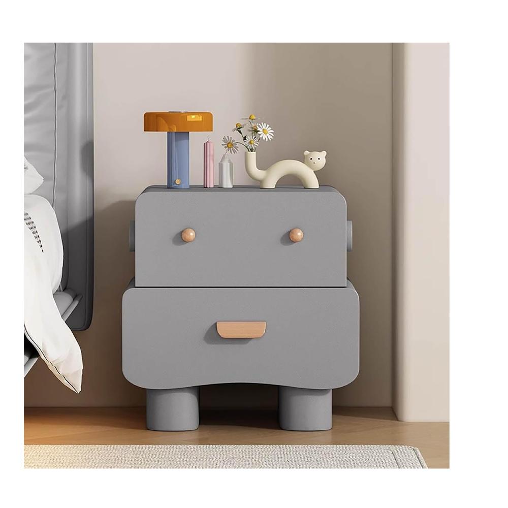 Velador Mesa de Noche Infantil Gaby color Gris 2 cajones TU MESITA