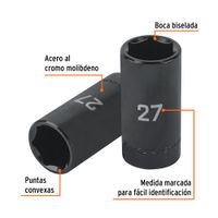 Dado 27mm Impacto Tubular Hexagonal Encastre de 1/2"" 100926 Truper