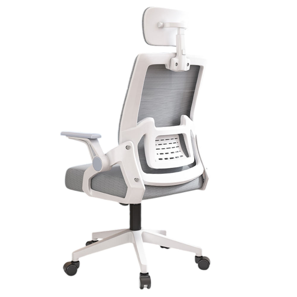 Silla Ejecutiva Giratoria Reposa Cuello Ajustable Soporte Lumbar Oficina GRIS