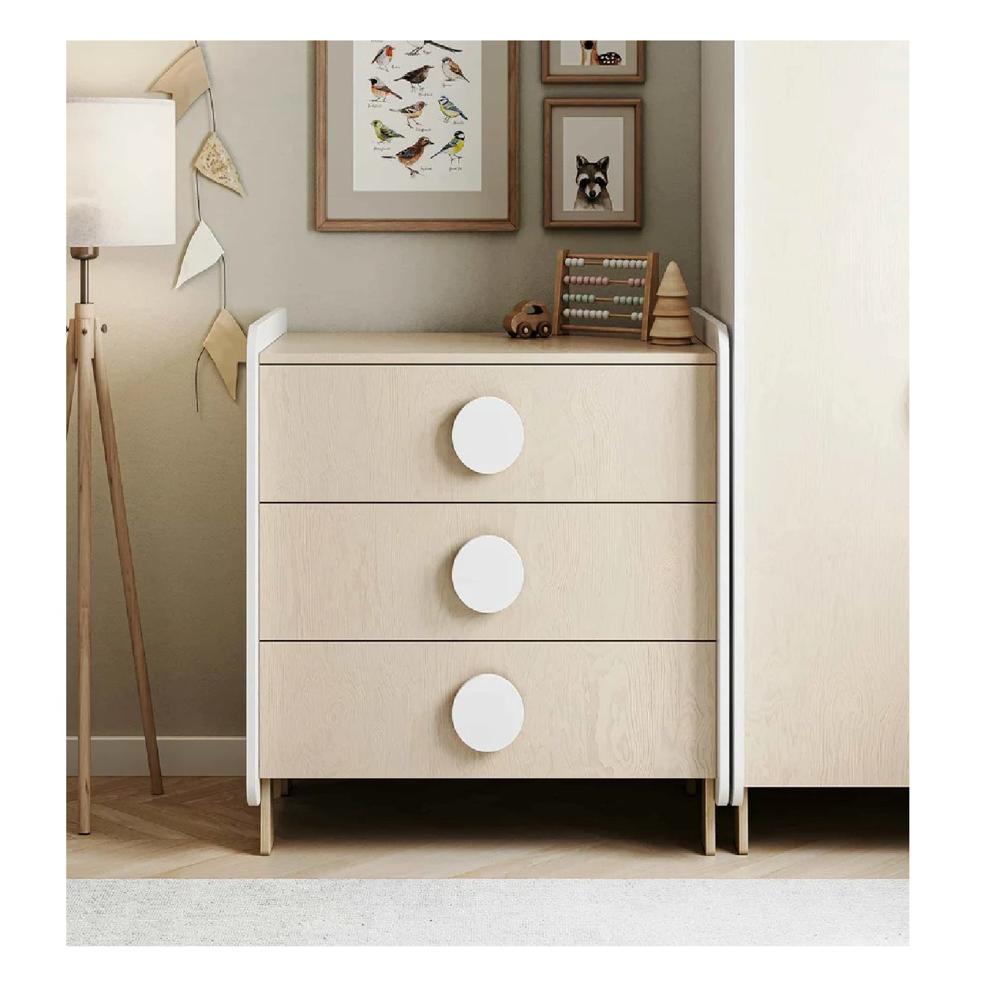 Cómoda Infantil Willy color Blanco/Sonoma 3 cajones TU MESITA