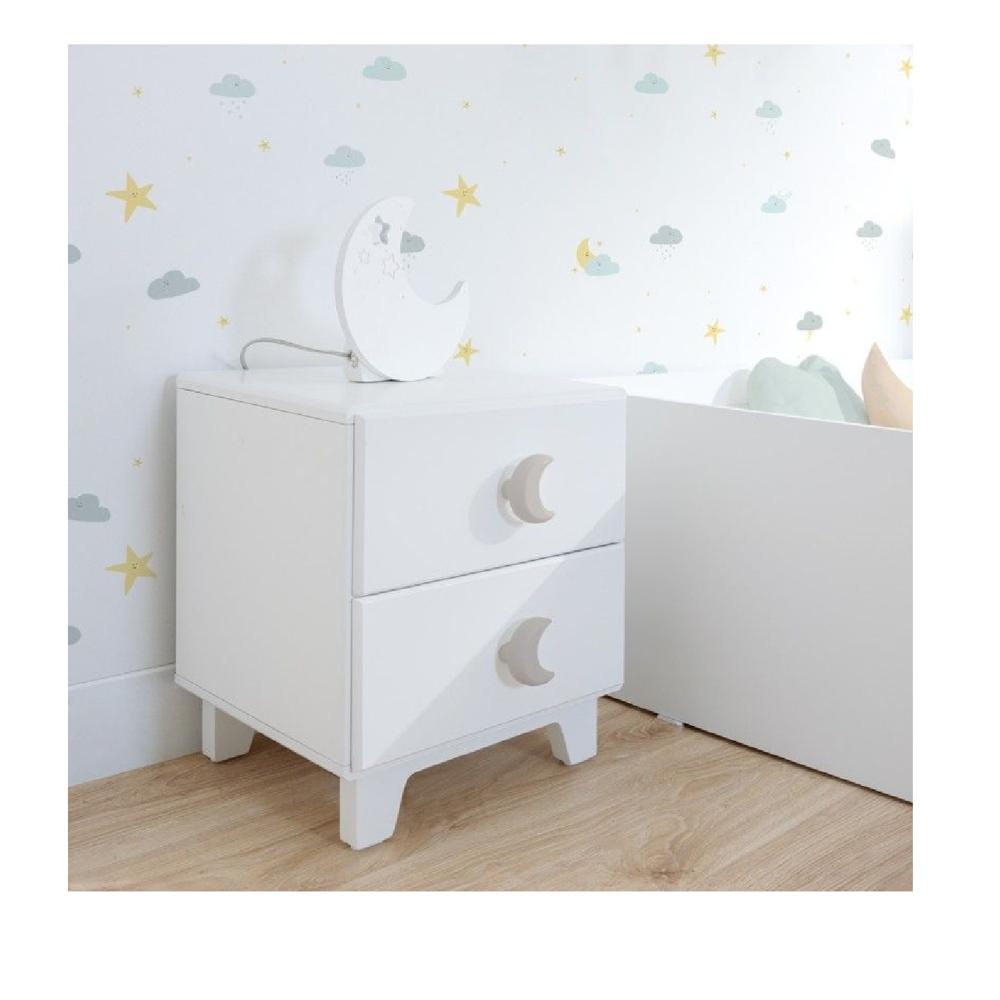 Mesa de Noche Infantil Nicoll color Blanco 2 cajones TU MESITA