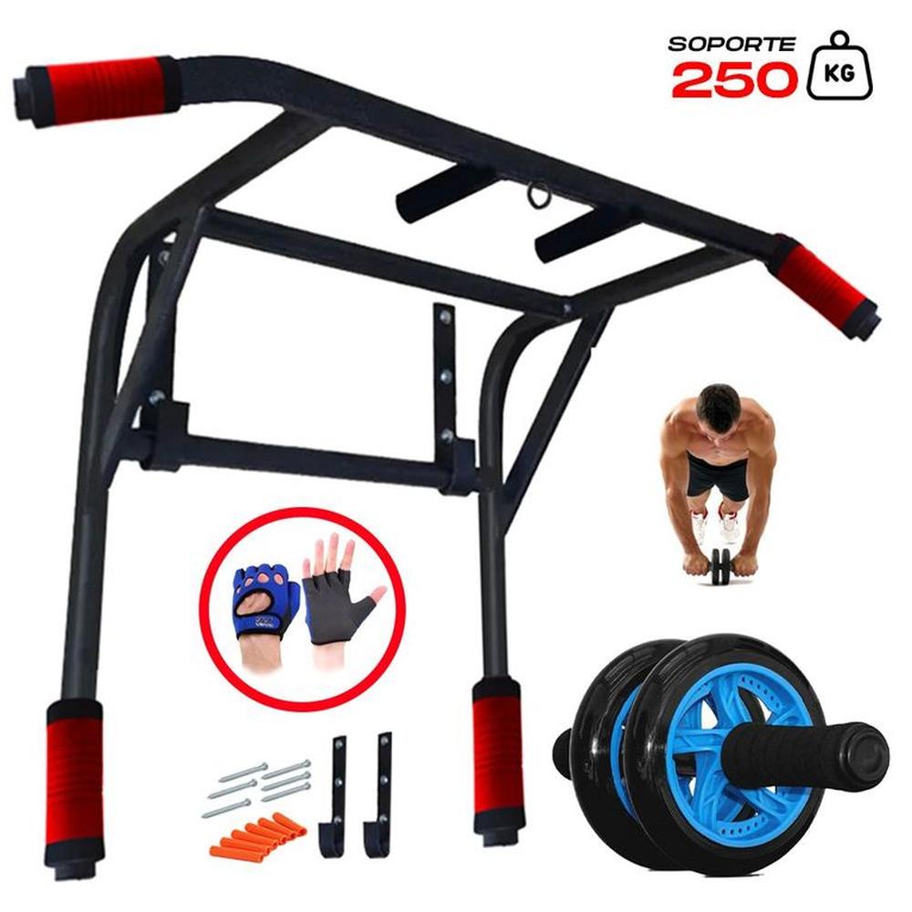 Barra Multifuncional Dominadas 2en1 Rueda AbdominalGuantes