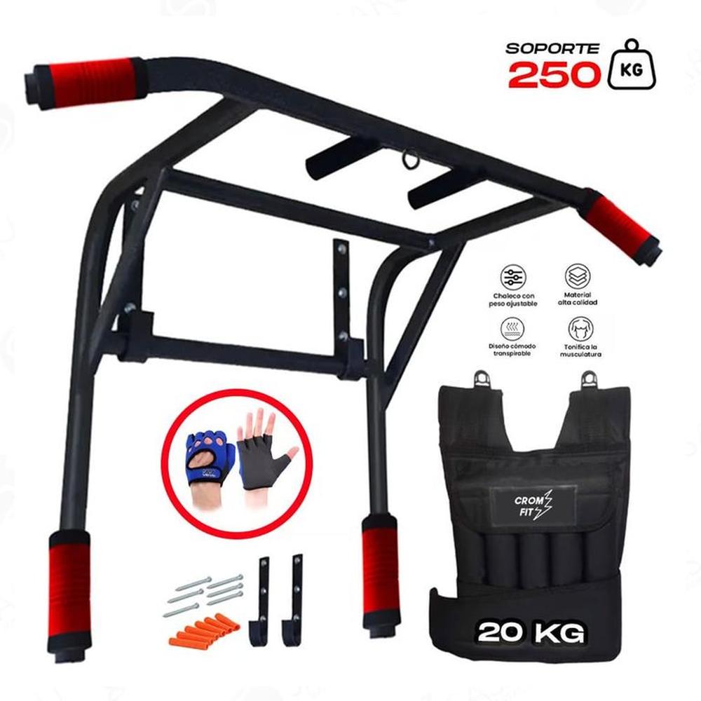 Barra Dominadas 2en1 Chaleco 20kg Guantes Regalo Barra Dominadas 2en1 Chaleco 20kg Guantes Regalo