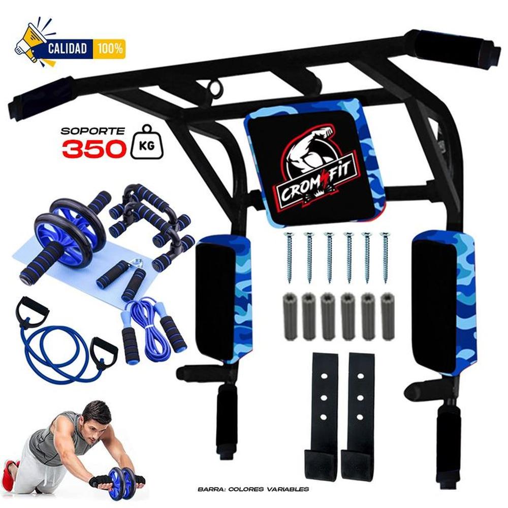Barra Multifuncional + Combo Rueda Push Up Hand Grip Liga