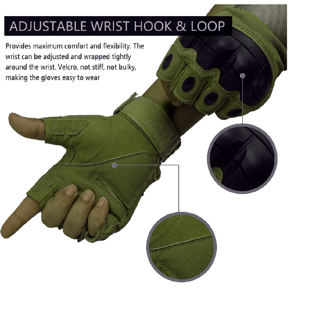 Guantes Táctico Reforzado Nudillo Ciclismo Moto Camping Manejo Verde