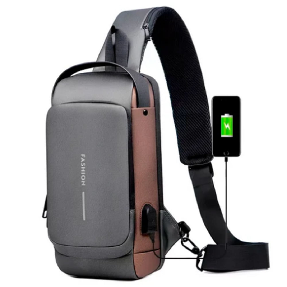 Mochila Morral Anti Robo con Usb Marron Mochila Morral Anti Robo con Usb Marron