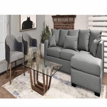 Sala modular Dmuebles + 2 butacas + mesita de centro Quincy Grey - Gris Sala modular Dmuebles + 2 butacas + mesita de centro Quincy Grey - Gris