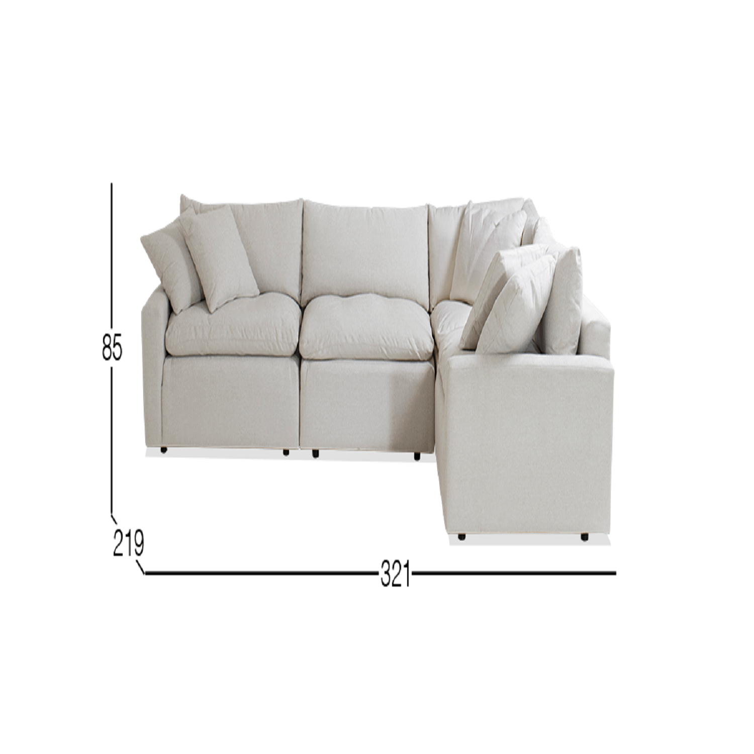 Sofá esquinero 4 piezas Dmuebles Finlandia - Crema