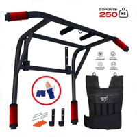 BARRA PARA DOMINADAS 2 EN 1 CON CHALECO 10 KG Y GUANTES DE REGALO