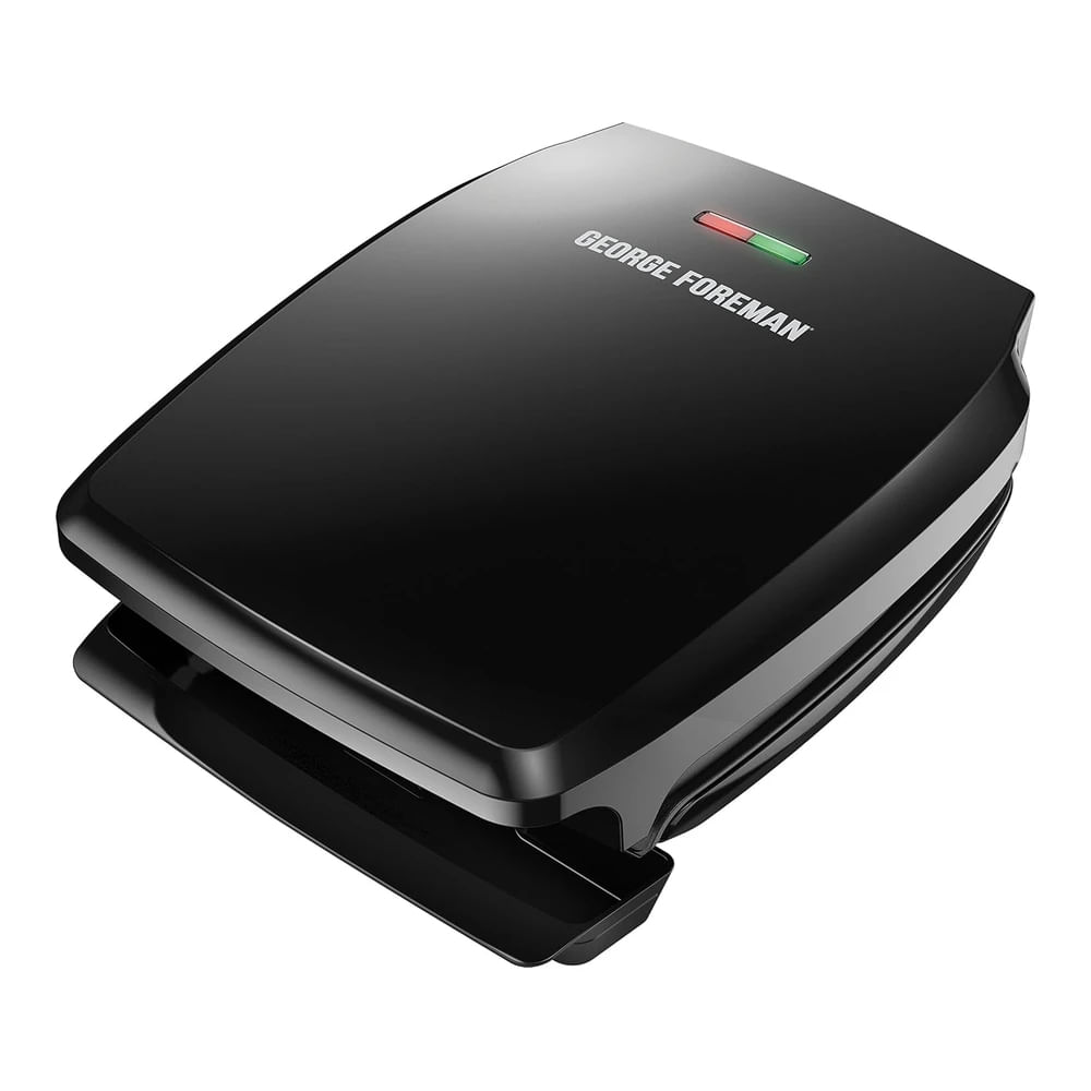 Foreman Gr340fb Parrilla Eléctrica de 4 Porciones para Interiores y Prensa Panini Color Negro