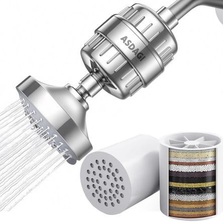 Filtro Ducha Plateado ASDAGI + 02 Repuestos Filtro Ducha Plateado ASDAGI + 02 Repuestos