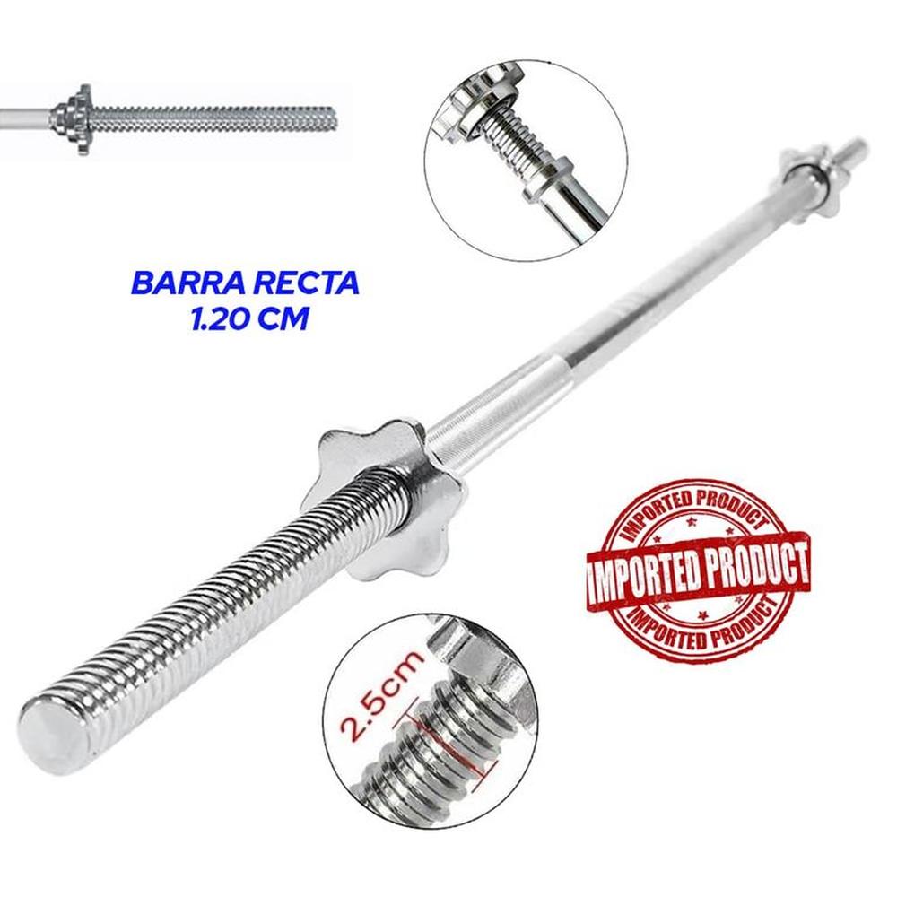 Barra Recta Cromada 120  Seguros Pesas GYM