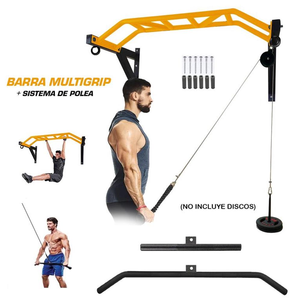 Barra Multigrip Multifuncional + SISTEMA DE POLEAS 250Kg