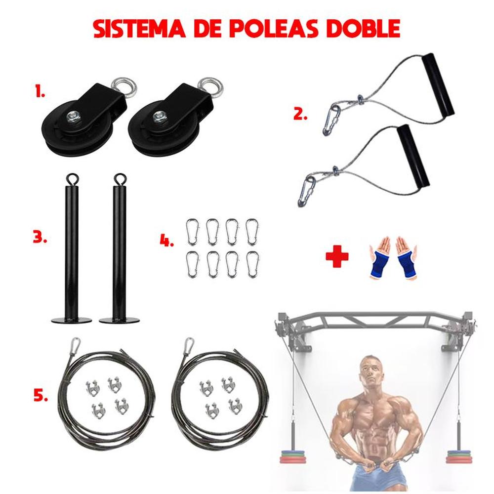 Sistema Polea Set Doble Entrenamiento + Guantes