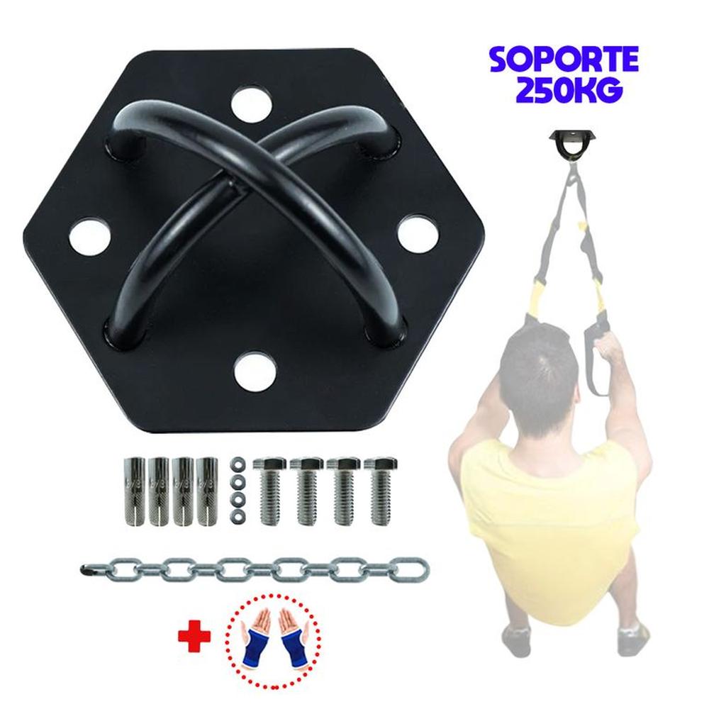 SOPORTE CROSSFIT HEXAGONAL + CADENA EXTENSION + GUANTES