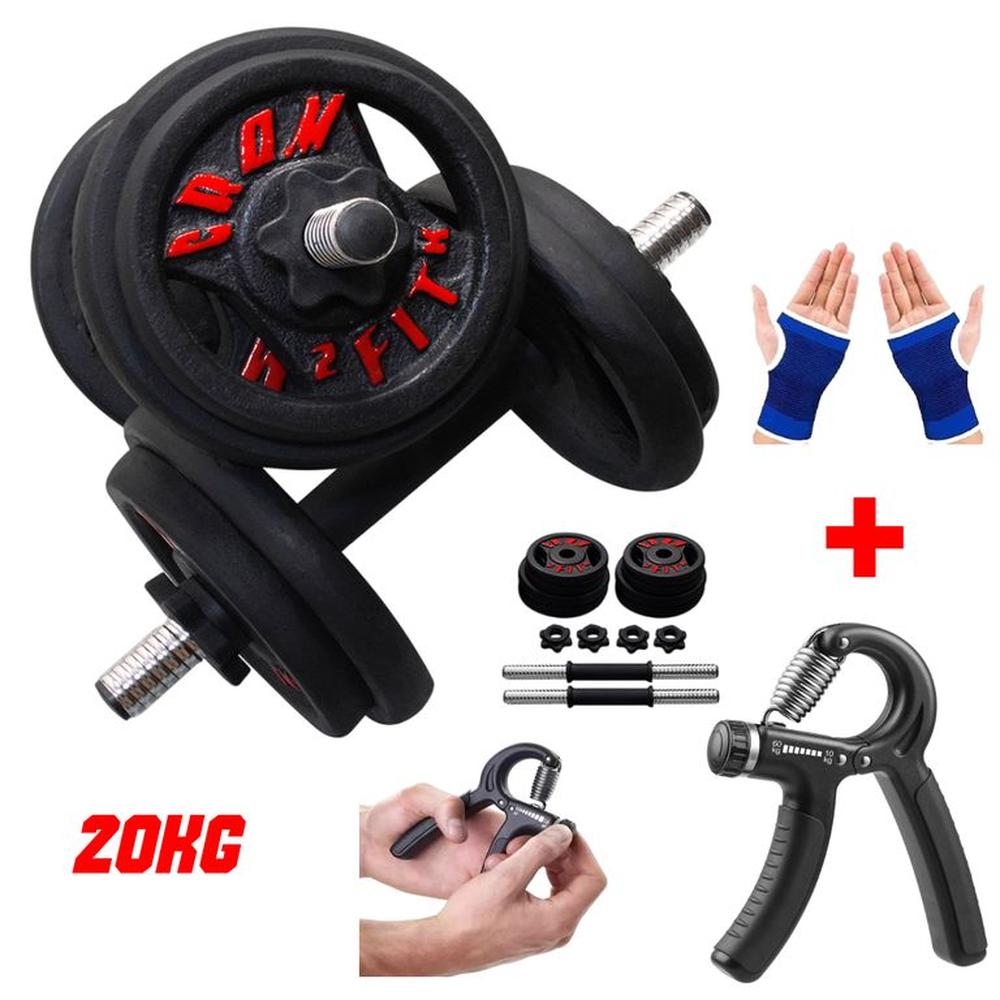 Super Pesas de 20kg Manubrios + Hand grip regulable +Guantes