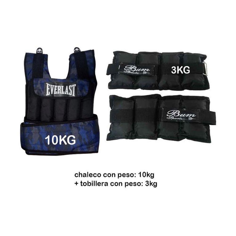 Chaleco de peso 10kg tobillera 3kg