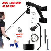 RACK CON SISTEMA DE POLEAS GYM 150 KG CON GUANTES FITNESS