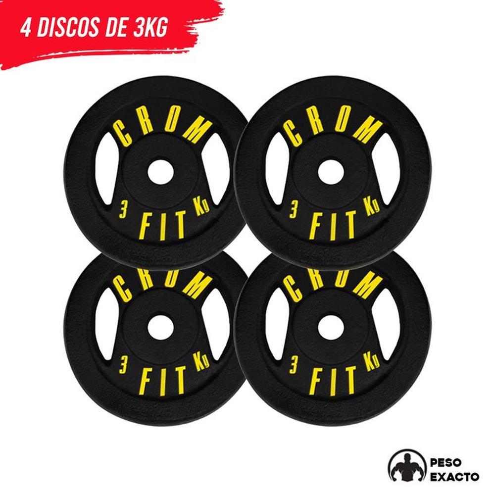 Pesas 4 Discos 3kg Hierro Fundido Importado Peso Exacto