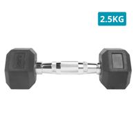 Mancuerna Pesa Exagonal Cromada y de Caucho 2.5Kg