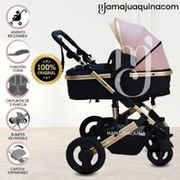 Coche Cuna Moisés de Lujo PRADO GOLD Pink