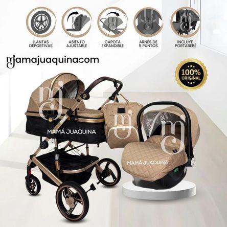 Coche Moisés de lujo 3 en 1 «L´MILANE» Beige Coche Moisés de lujo 3 en 1 «L´MILANE» Beige