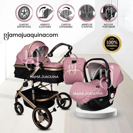 Coche Moisés de lujo 3 en 1 «L´MILANE» Pink Coche Moisés de lujo 3 en 1 «L´MILANE» Pink