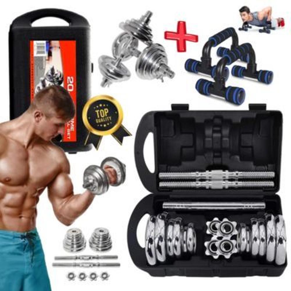 Set 20KG Pesas Acople Cromadas Push Up