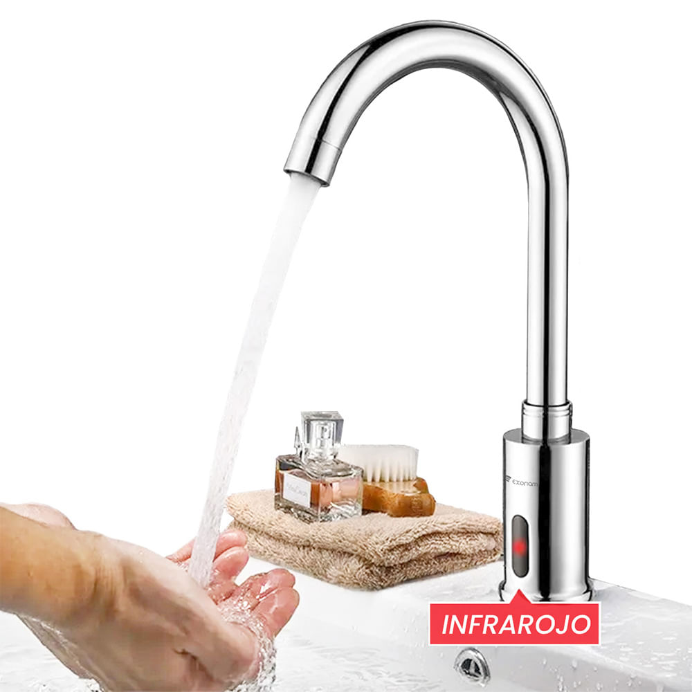 Griferia Con Sensor Automatico Cuello De Ganso Bronce Cromado Griferia Con Sensor Automatico Cuello De Ganso Bronce Cromado