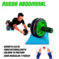 RUEDA ABDOMINAL AB ROLLER 120 KG CON TAPETE GYM Y GUANTES