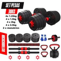 Set de Pesas Convertibles de 30 Kg - Guantes Gratis