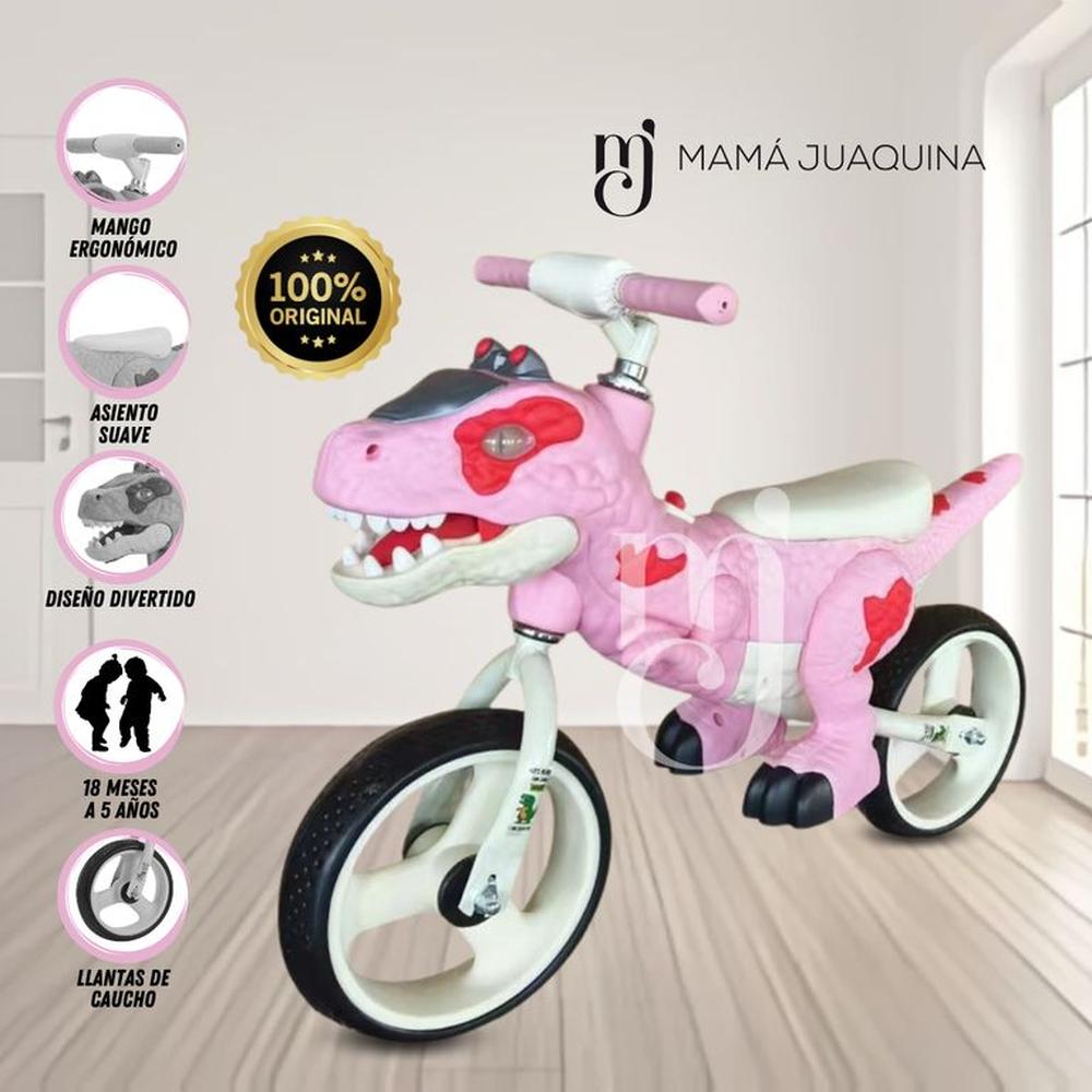 Bicicleta de Equilibrio «DINOROAD» Con Casco Rosado